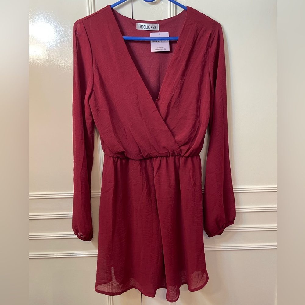 Burgundy Red Long Sleeve Dress NWT